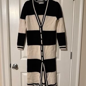 Alice + Olivia Black and Cream Striped Cardigan
